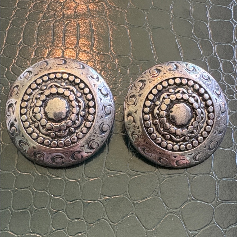 Chunky Silver-Tone Round Statement Earrings